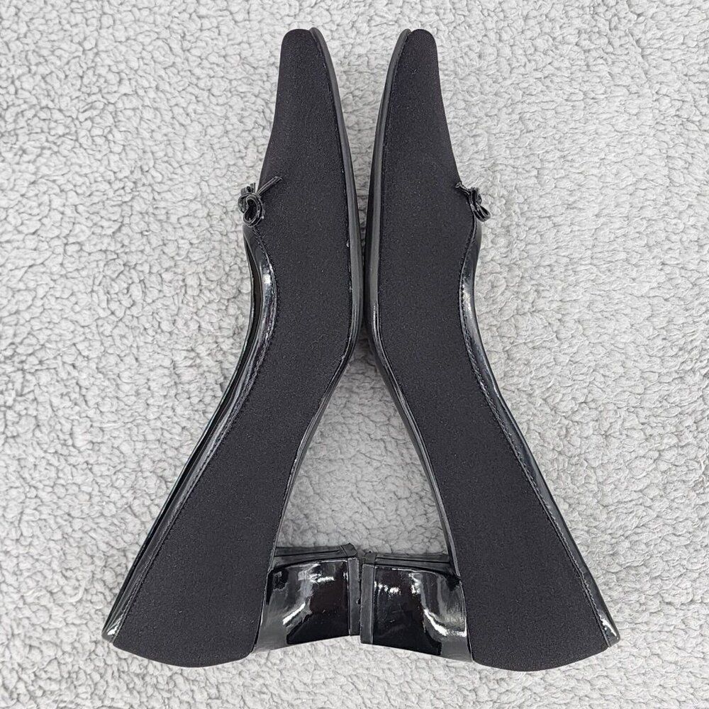 Naturalizer Womens Pumps Sz 6 M Black Fabric Square Toe Bow Retro Vintage Heels - Picture 5 of 9